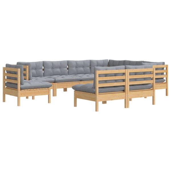 vidaXL Garden Lounge Set Gray Solid pinewood, fabric Medium Modular