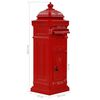 vidaXL Pillar Letterbox Red Cast aluminum Medium Decorative Inlays