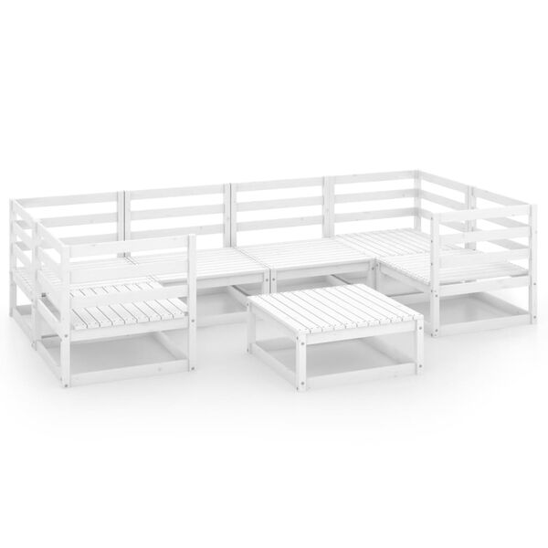 vidaXL Garden Lounge Set White Solid pinewood 7 Piece Set Modular