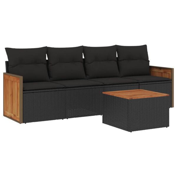 vidaXL Garden Sofa Set Black