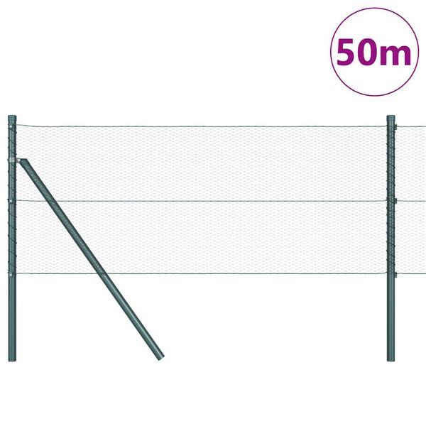 vidaXL Fence Post Green 164.04 x 1.31 ft (0.51 in mesh) Steel and PVC