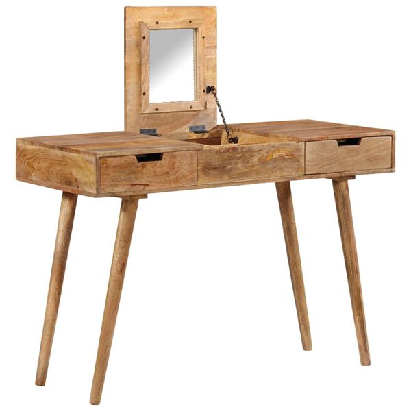 vidaXL Dressing Table Natural Mango Wood Solid Mango Wood, Engineered Wood