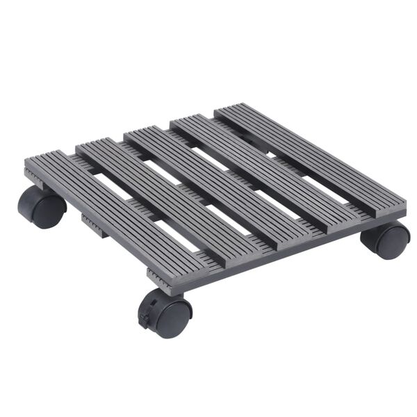 vidaXL Plant Trolley Set of 4 Grey Wood-Plastic Composite (WPC)