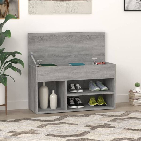 vidaXL Shoe Bench Grey Sonoma Engineered Wood Medium Shoe Bench