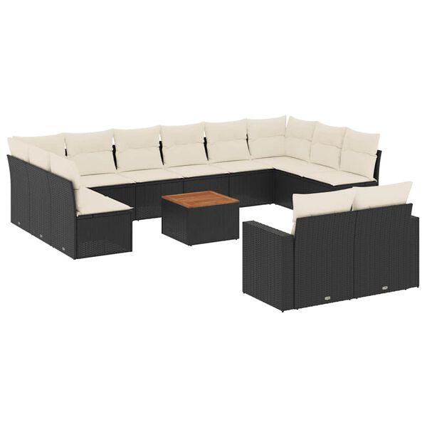 vidaXL Garden Sofa Set Black, Cream White