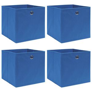 vidaXL Storage Box Set of 4 Blue Nonwoven fabric (100% polyester)
