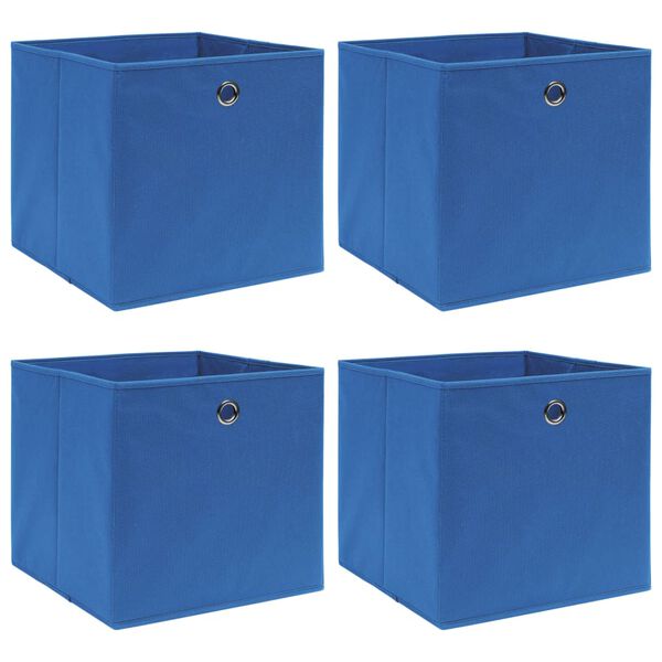 vidaXL Storage Box Set of 4 Blue Nonwoven fabric (100% polyester)