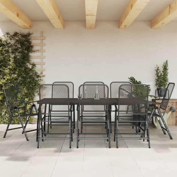 vidaXL Garden Dining Set Anthracite Metal mesh with e-coating finish Large