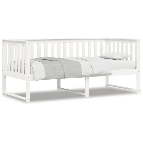 vidaXL Day Bed White Solid pine wood Twin Day Bed Rectangular Modern