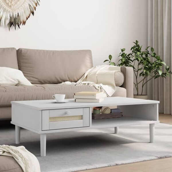 vidaXL Coffee Table White Solid pine wood Medium Coffee Table