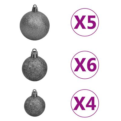 vidaXL Artificial Half Christmas Tree with LEDs&Ball Set White 59"