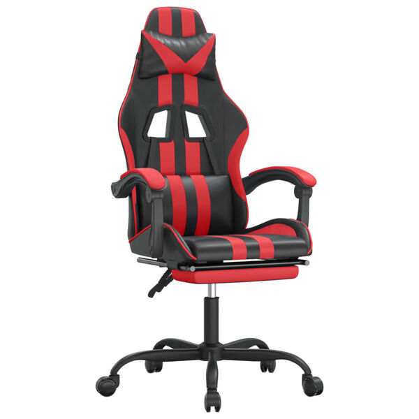 vidaXL Gaming Chair with Footrest Black and Red Faux Leather