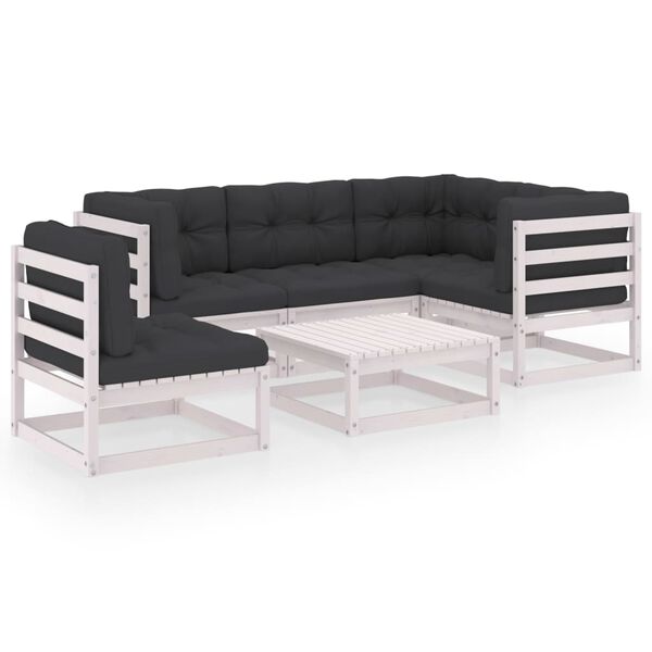 vidaXL Garden Lounge Set White, Anthracite