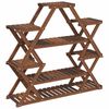 vidaXL Flower Stand Carbonized brown Carbonized solid fir wood Tall
