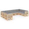 vidaXL Garden Lounge Set Natural wood and Grey