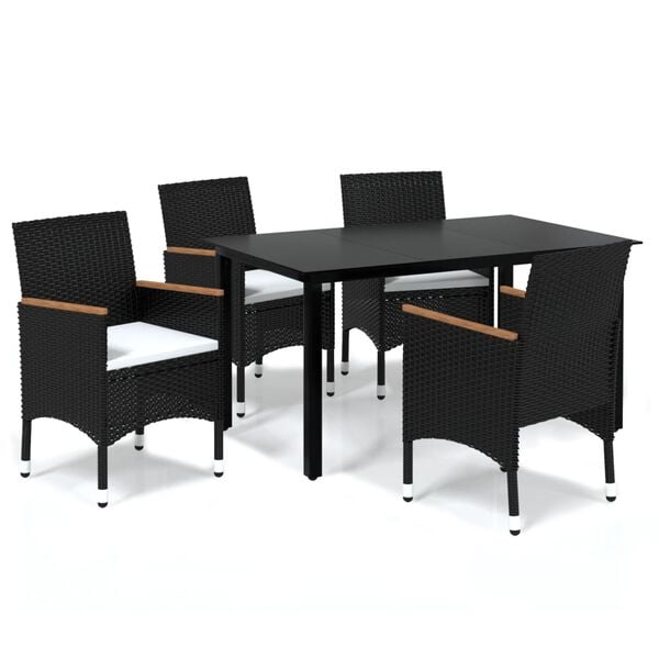 vidaXL Dining Set Black, Cream White
