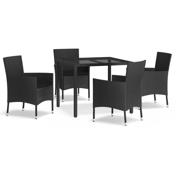 vidaXL Patio Dining Set Set of 4 Black
