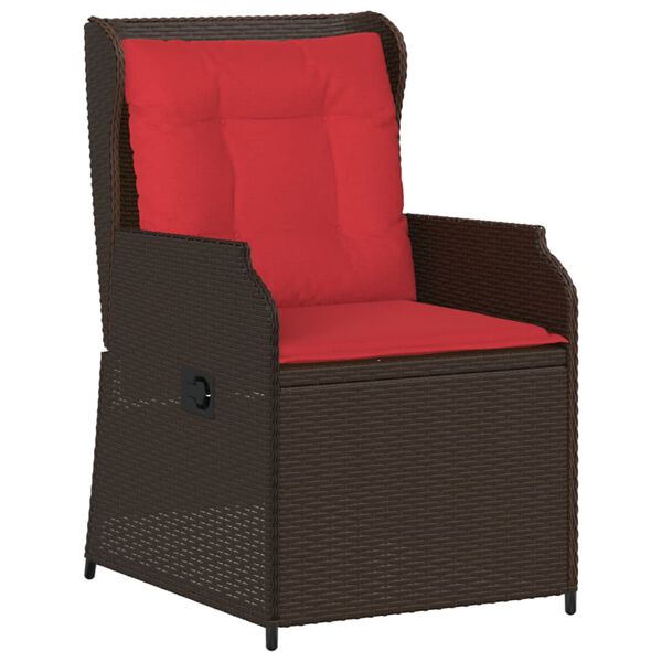 vidaXL Reclining Patio Chair Set of 2 Brown, Red