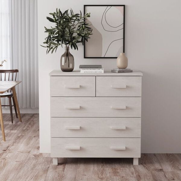 vidaXL Sideboard White Solid pinewood, MDF Medium Buffet Sideboard