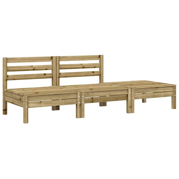 vidaXL Garden Sofa Natural Pine Treated Pine Wood 3-Seater Modular