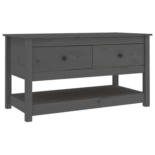 vidaXL Coffee Table Gray Solid pine wood 40 in x 19 in x 22 in