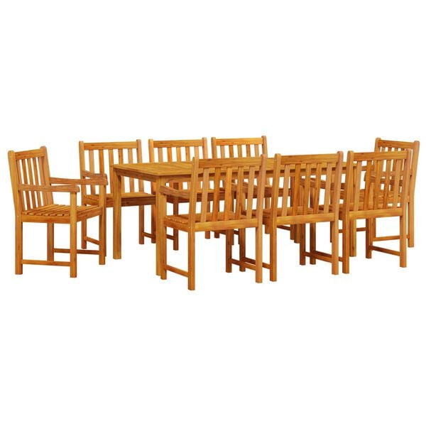 vidaXL Garden Dining Set 9 pcs Brown Solid Acacia Wood