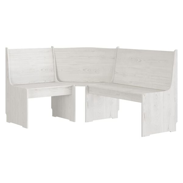 vidaXL Corner Bench White Solid pinewood 59.4 in Reversible