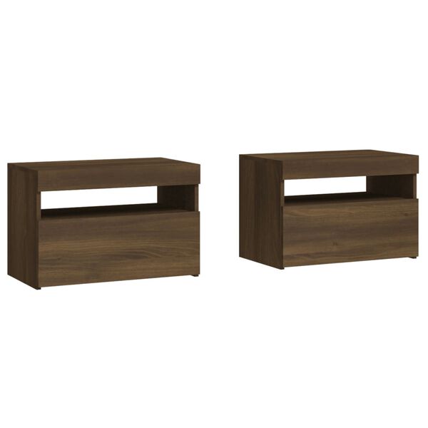 vidaXL Bedside Cabinet Set of 2 Brown Oak Engineered wood