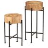 vidaXL Side Table Natural Wood Solid Acacia wood, powder-coated steel