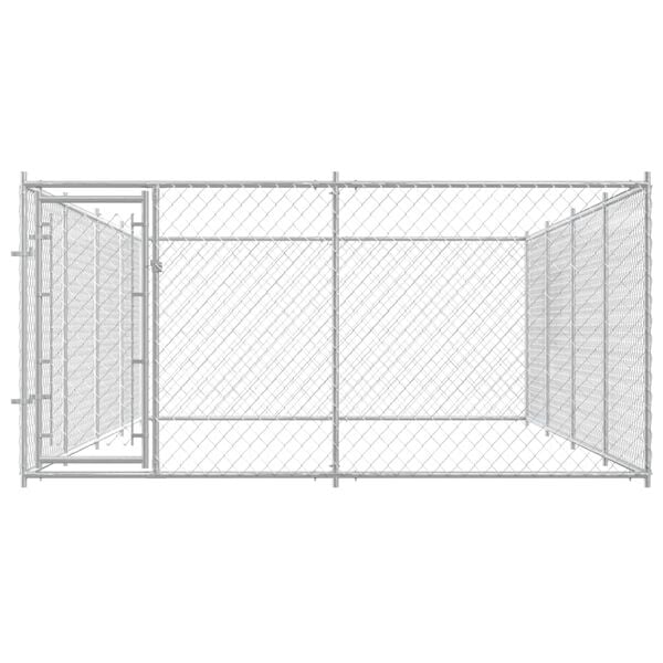 vidaXL Dog Kennel Silver Galvanized Steel Large Dog Kennel Rectangular