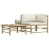vidaXL Garden Lounge Set Cream, Bamboo Bamboo, 100% polyester Medium