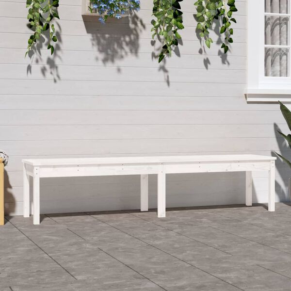 vidaXL 2-Seater Patio Bench White 80.1x17.3x17.7" Solid Wood Pine