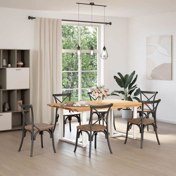 vidaXL Dining Table Light Brown, White Solid Oak Wood Large