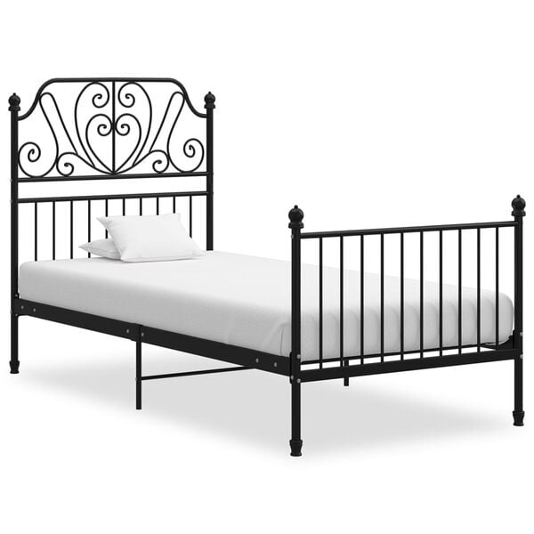 vidaXL Bed Frame Black Powder-coated metal Twin Durable Bed Frame