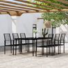 vidaXL Dining Set Black Powder-coated steel, glass, PVC rattan