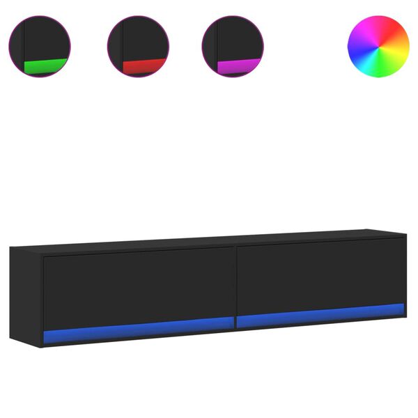 vidaXL TV Wall Cabinet Black Engineered Wood Standard TV Wall Cabinet