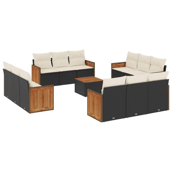 vidaXL Garden Sofa Set Black and cream white