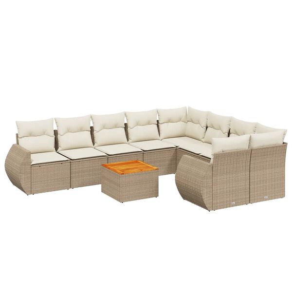 vidaXL Garden Sofa Set Beige PE Rattan Large UV-resistant materials
