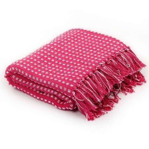 vidaXL Throw Pink 100% cotton 86.6 x 98.4 in Throw Blanket Rectangular