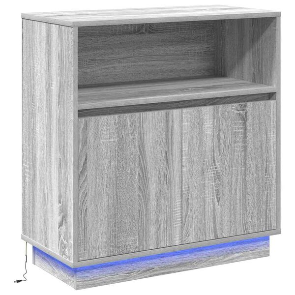 vidaXL LED Sideboard Grey Sonoma 27.95 x 13.58 x 29.53 in