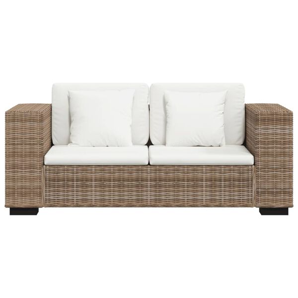 vidaXL Sofa Set Natural rattan with cream cushions