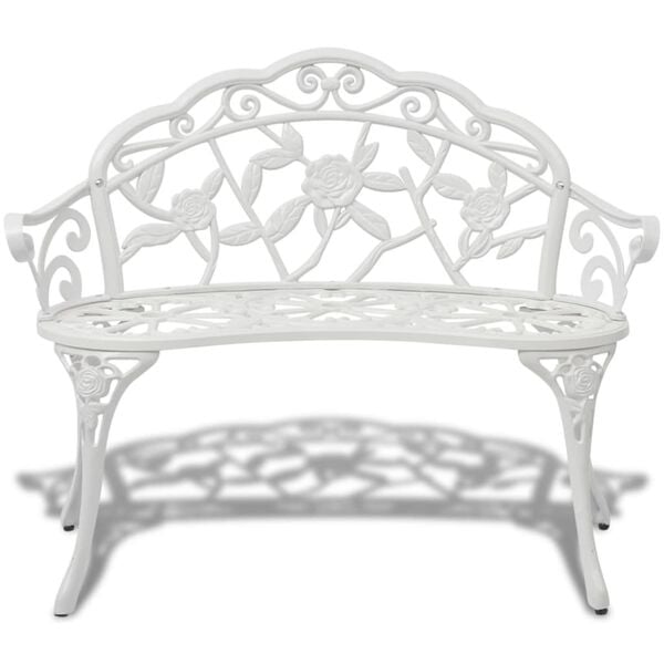 vidaXL Garden Bench White Cast Aluminum and Cast Iron 39.4 in Durable