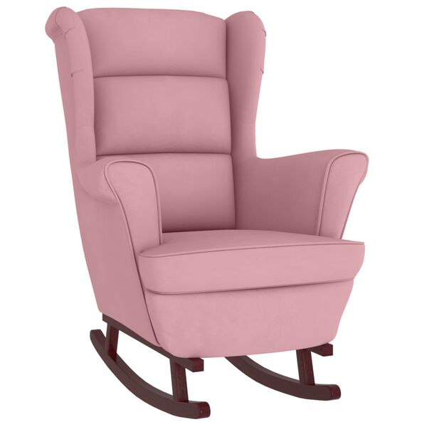 vidaXL Rocking Chair Pink Velvet (100% polyester) Standard Rocking Chair