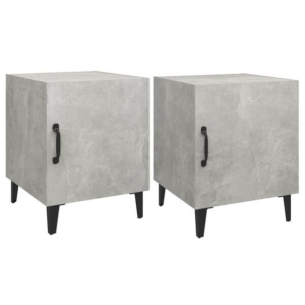 vidaXL Bedside Cabinet Set of 2 Concrete grey Engineered wood