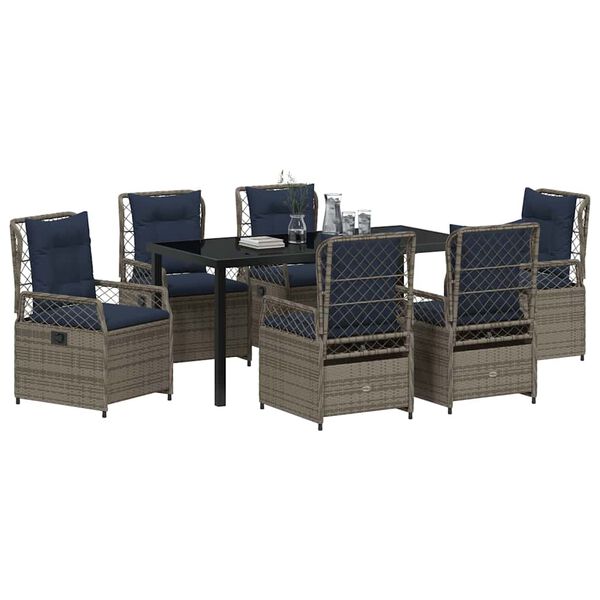 vidaXL Garden Dining Set 7 pcs Gray poly rattan