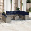 vidaXL 10 Piece Patio Sofa Set with Cushions Gray Poly Rattan