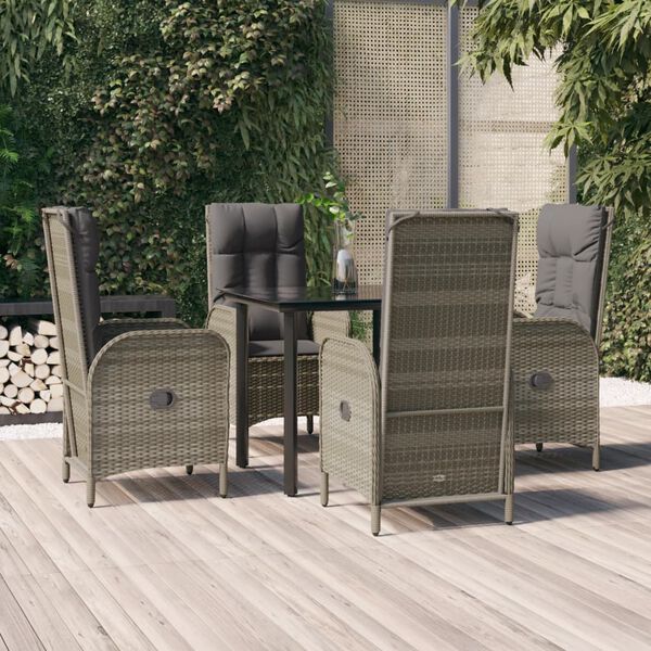 vidaXL Garden Dining Set Black and Grey