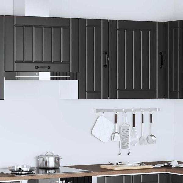 vidaXL Kitchen Wall Cabinet Black Engineered Wood Doors