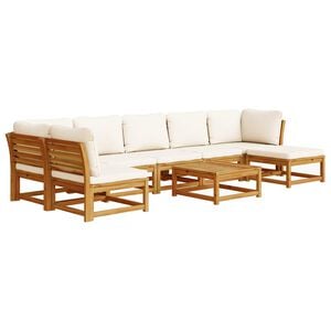 vidaXL Garden Lounge Set Cream White, Natural Wood