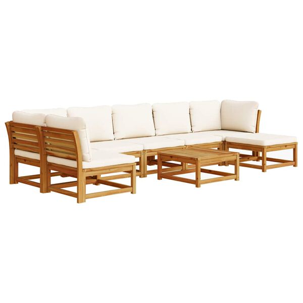 vidaXL Garden Lounge Set Cream White, Natural Wood